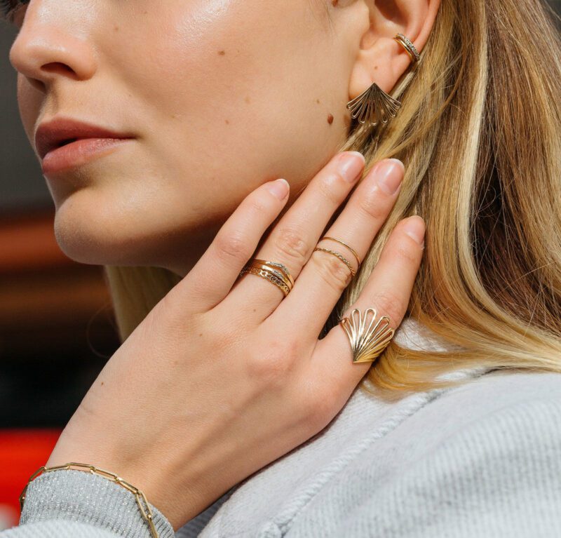 layered gold rings